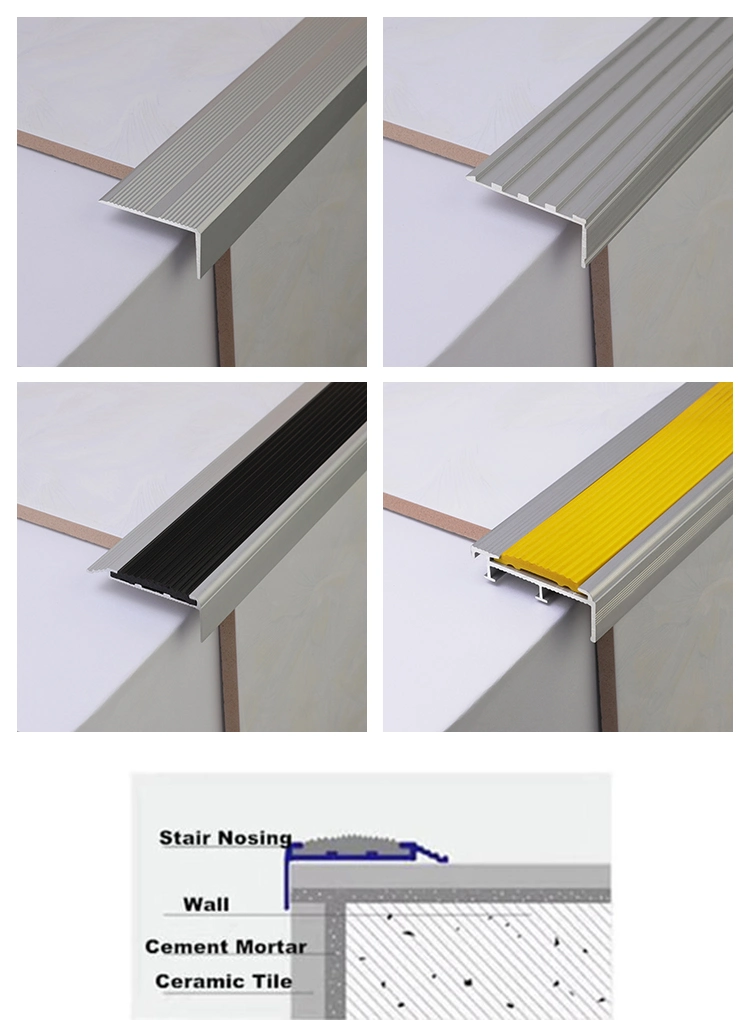 Factory Custom Anti Slip Ceramic Tile Stair Nosing Aluminum Metal Step Edge Trim
