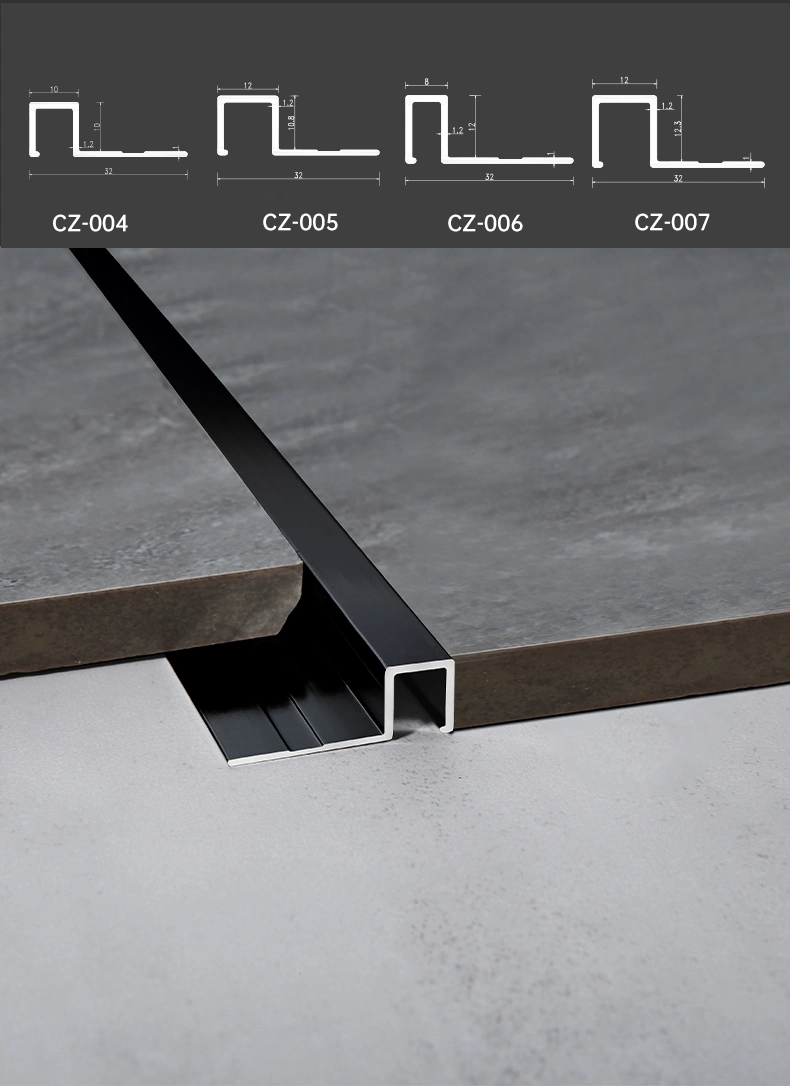 China Supplier Metal Profile Wall Strip Ceramic Tile Floating Floor Perimeter Trim Outside Corner Edge Aluminium Tile Trim 12mm